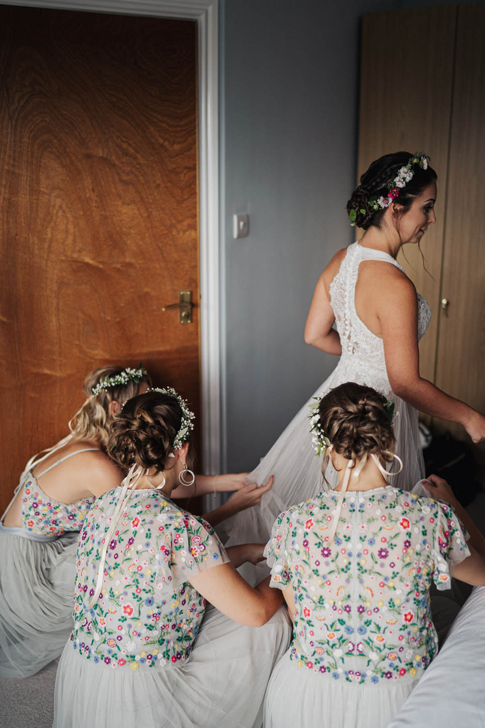 Bride Bridal Dress Gown Tipi Garden Wedding Kit Myers Photography Tulle Lace High Neckline Ruffle Skirt Tipi Garden Wedding Kit Myers Photography