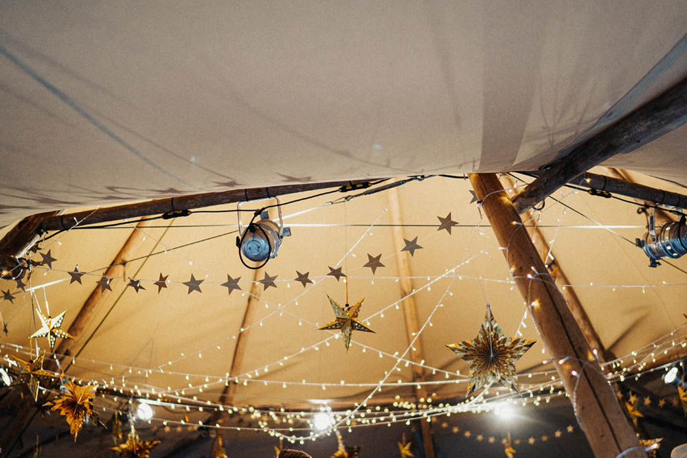 Stars Fairy Lights Glitter Ball Tipi Garden Wedding Kit Myers Photography