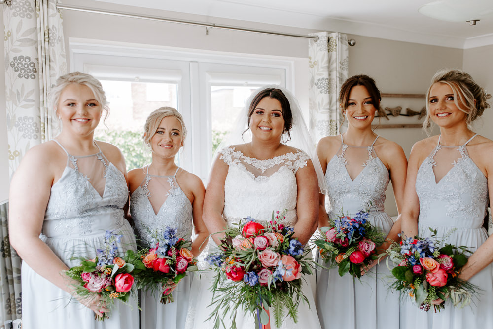 Bride Bridal Lace Dress Gown Sweetheart Neckline Boat Neck Veil Halterneck Bridesmaids Bouquet Pink Blue Bouquet Tipis Riley Green Wedding Jessica Isherwood Photography