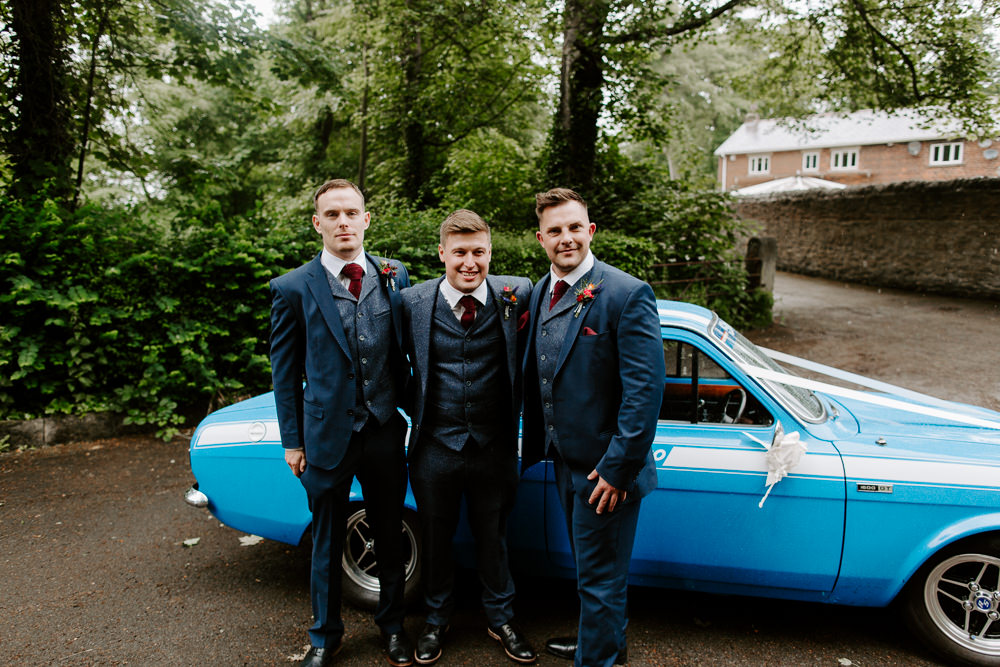 Blue Tweed Three Piece Suit Waistcoat Groom Groomsmen Tipis Riley Green Wedding Jessica Isherwood Photography