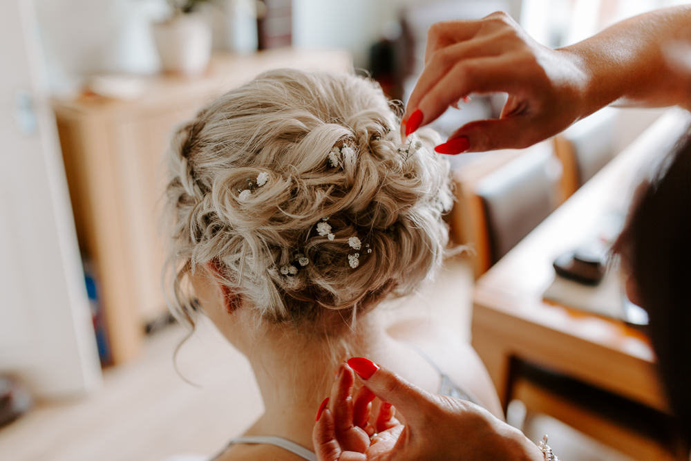 Bride Bridal Bridesmaids Up Do Hair Gypsophila Tipis Riley Green Wedding Jessica Isherwood Photography
