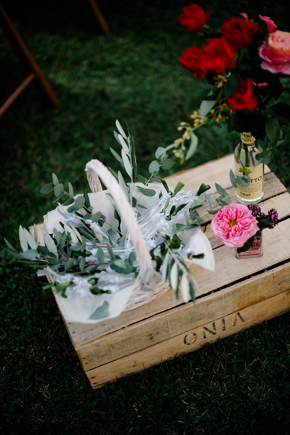 Wooden Crate Flowers Grenery Basket Tuscany Wedding Lelia Scarfiotti