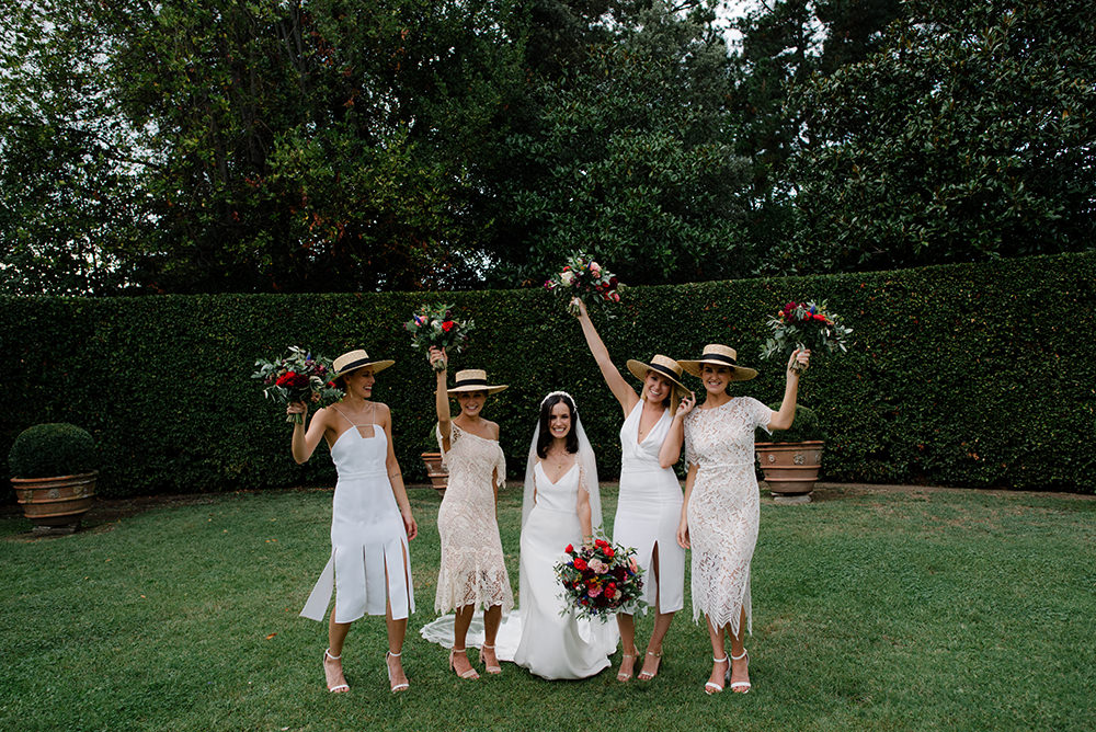 Bridesmaid Bridesmaids Dress Dresses Boater Hats Tuscany Wedding Lelia Scarfiotti