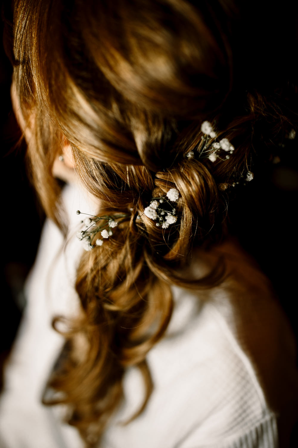 Bride Bridal Hair Style Up Do Half Up Half Down Yorkshire Barn Wedding Hayley Baxter Photography