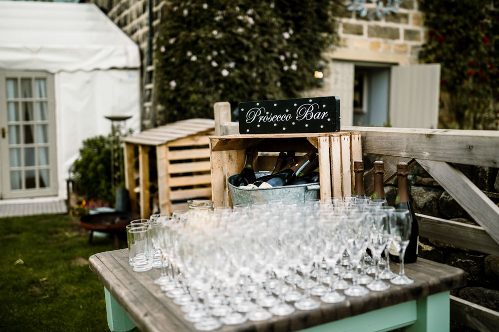 Prosecco Bar Drinks Yorkshire Barn Wedding Hayley Baxter Photography