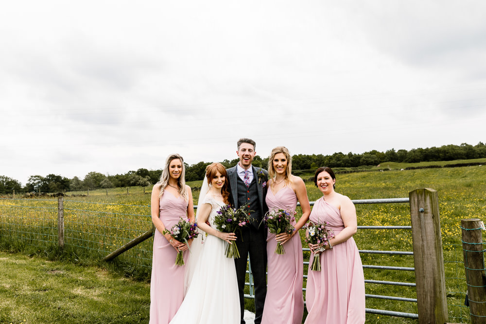 Bridesmaids Bridesmaid Dress Dresses Dusky Pink Yorkshire Barn Wedding Hayley Baxter Photography