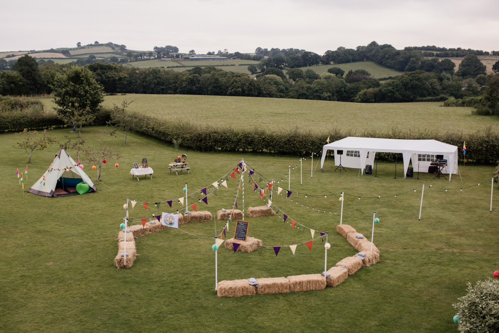 Outdoor Wedding Hay Bales Bunting Barn Brynich Wedding Magda K Photography