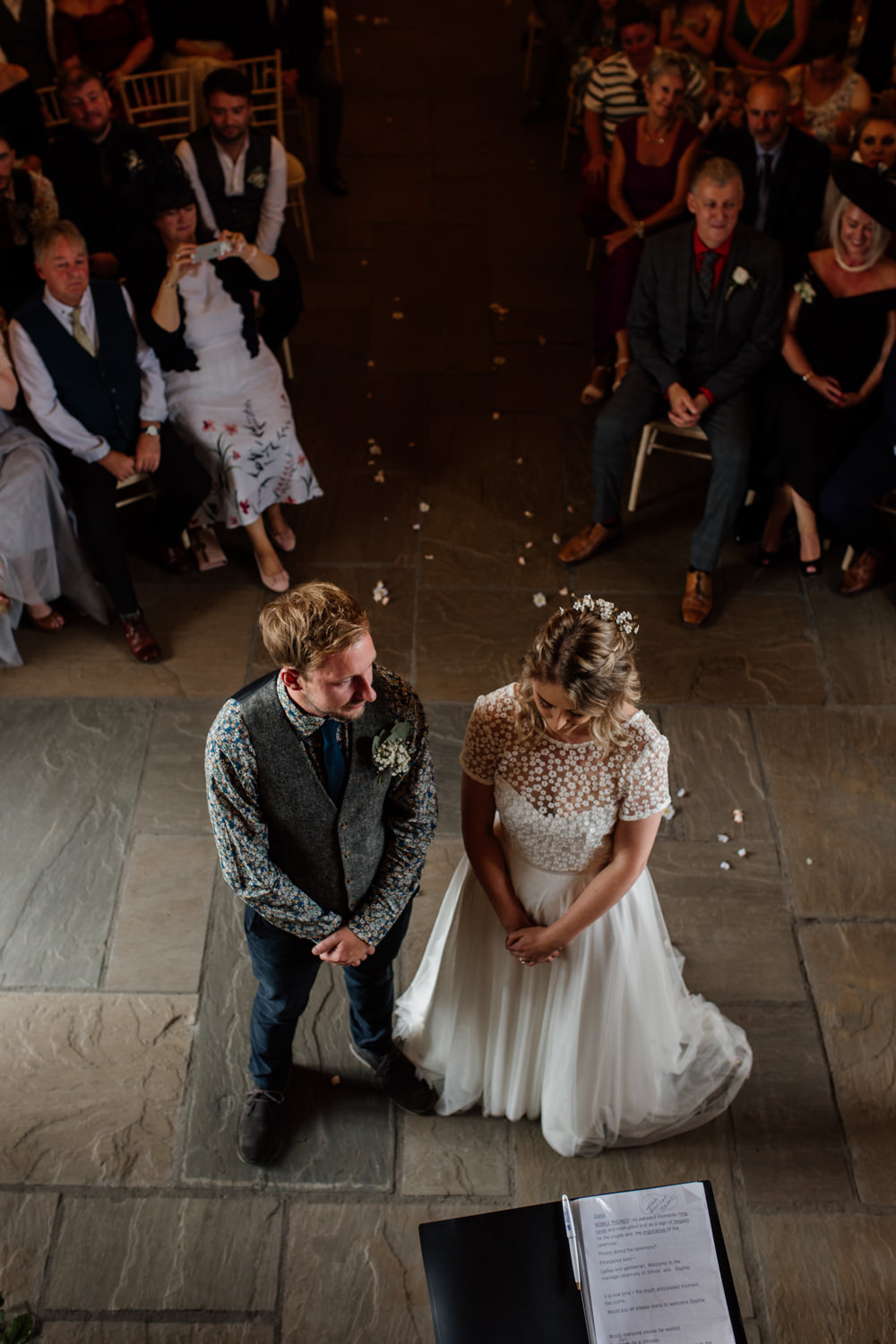 Bride Bridal Separates V Back Lace Top Tulle Skirt Flowery Floral Shirt Waistcoat Groom Barn Brynich Wedding Magda K Photography