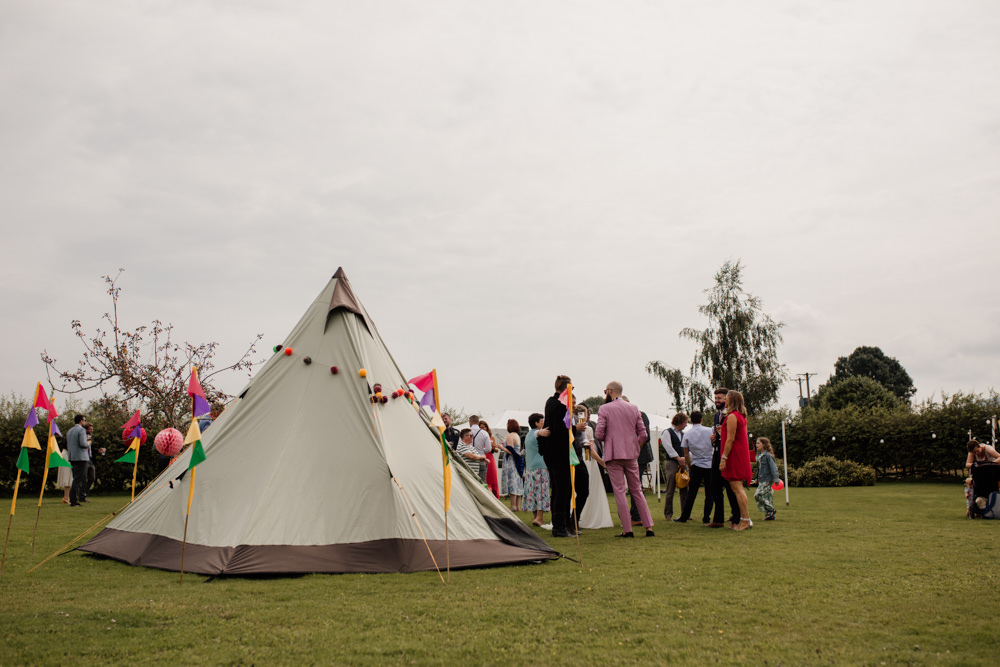 Mini Tipi Pompoms Flags Barn Brynich Wedding Magda K Photography