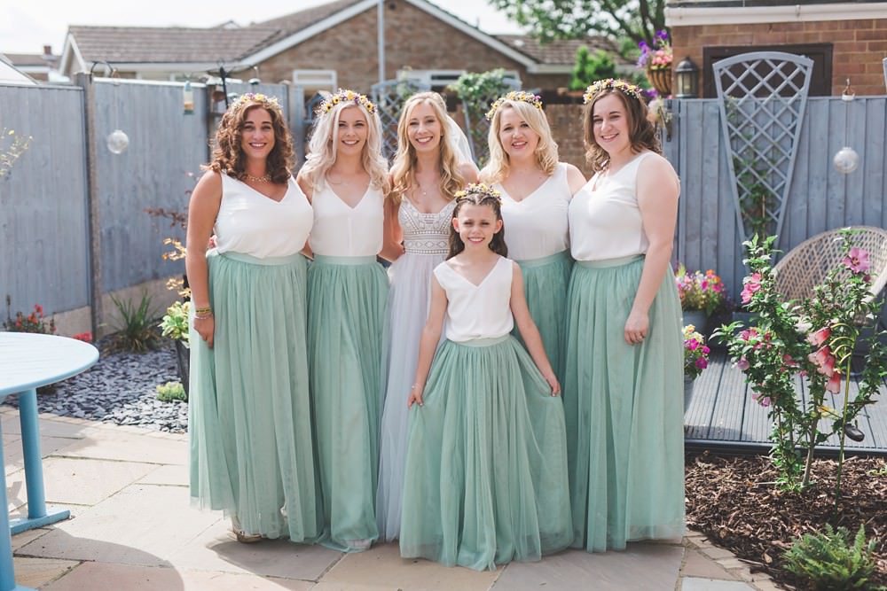 Bridesmaids Dresses Bridesmaid Dress Top Skirt Sage Green Flower Crowns Bedfordshire Farm Wedding Milkbottle Photography