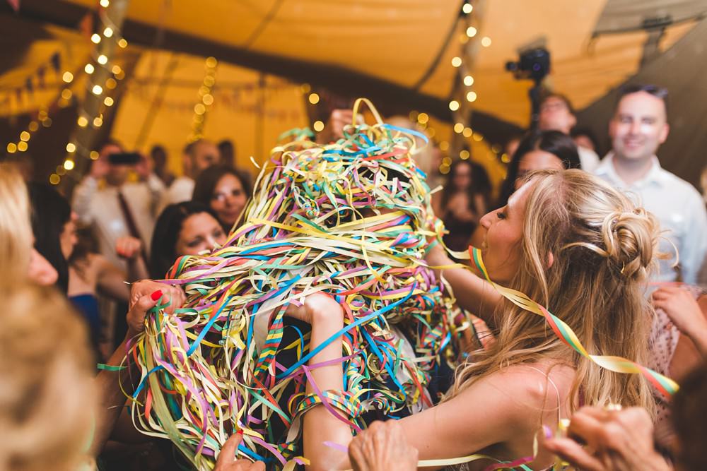 First Dance Paper Streamers Bedfordshire Farm Wedding Milkbottle Photography