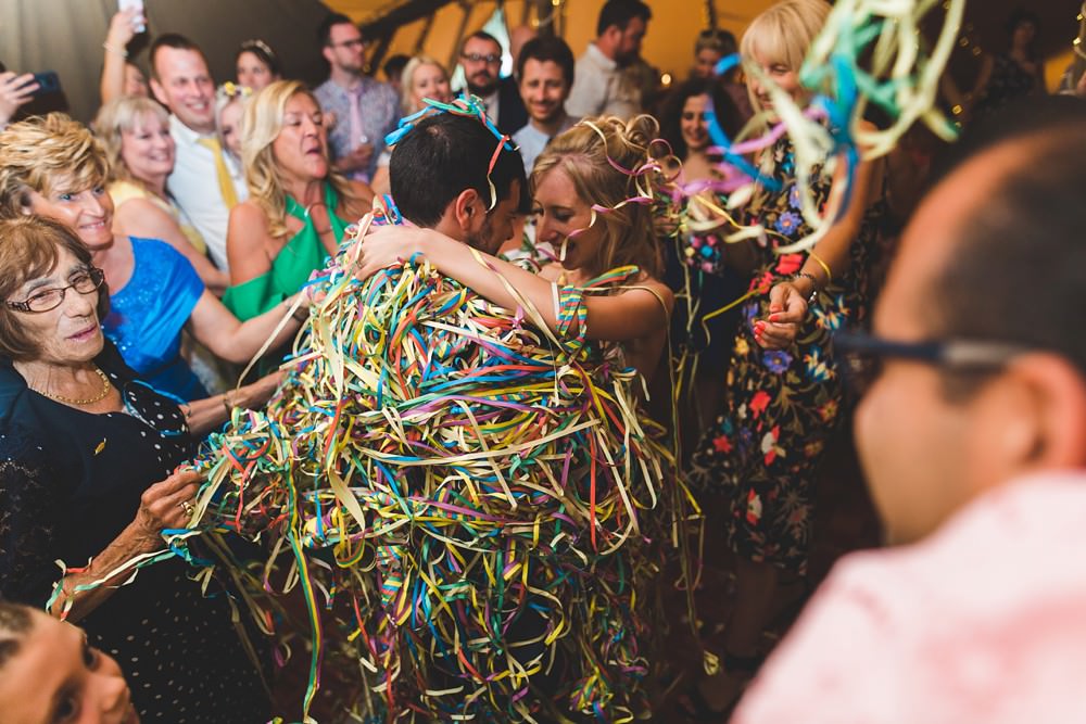 First Dance Paper Streamers Bedfordshire Farm Wedding Milkbottle Photography