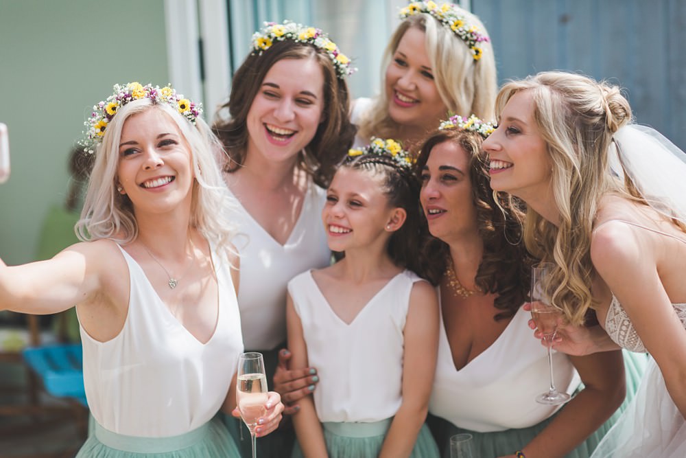Bridesmaids Flower Crowns Bedfordshire Farm Wedding Milkbottle Photography