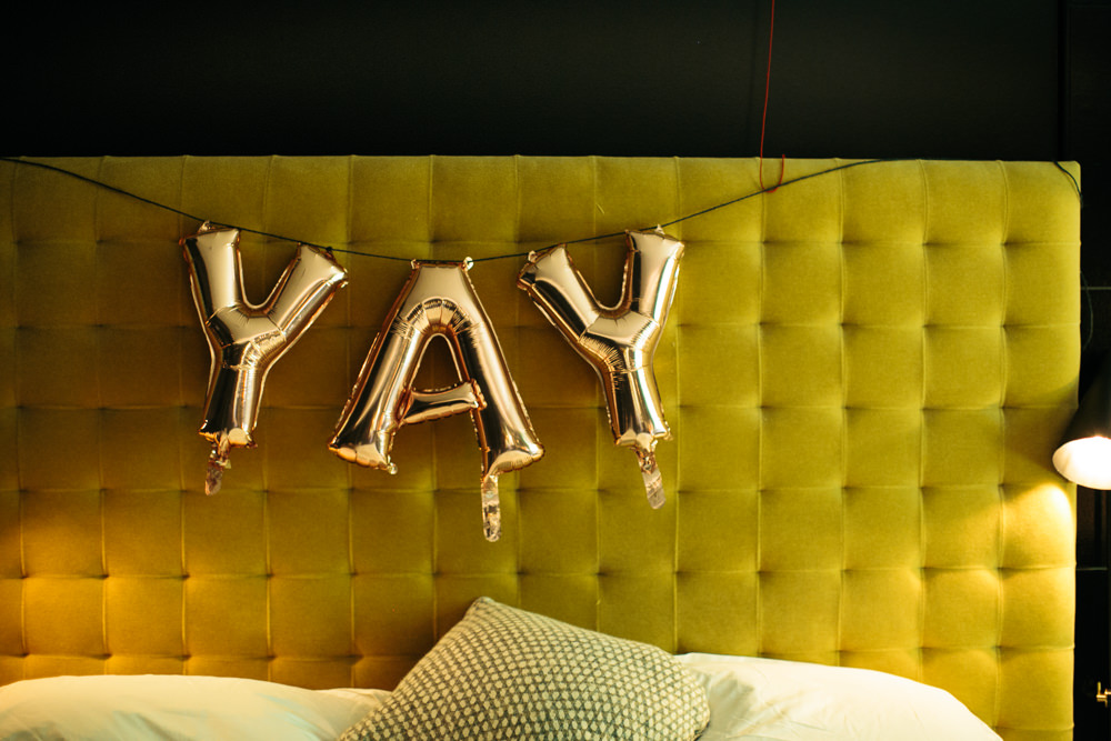 YAY Gold Balloons Bridal Jumpsuit Wedding Emily Jarrett Photography