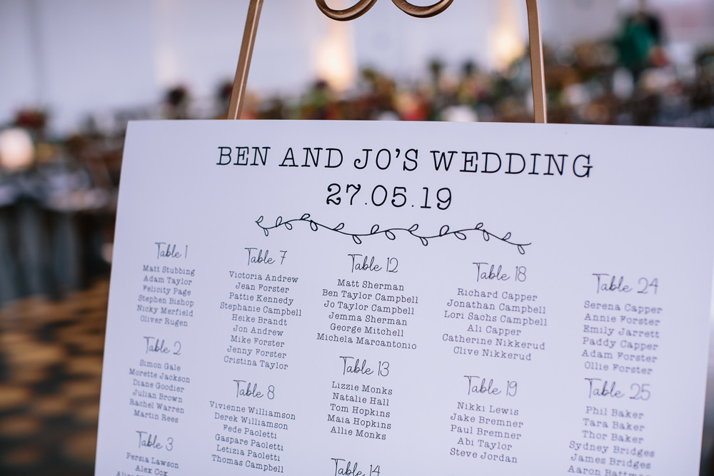 Seating Chart Table Plan Bridal Jumpsuit Wedding Emily Jarrett Photography