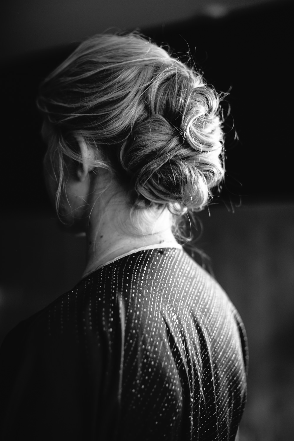 Bride Hair Style Up Do Bridal Jumpsuit Wedding Emily Jarrett Photography