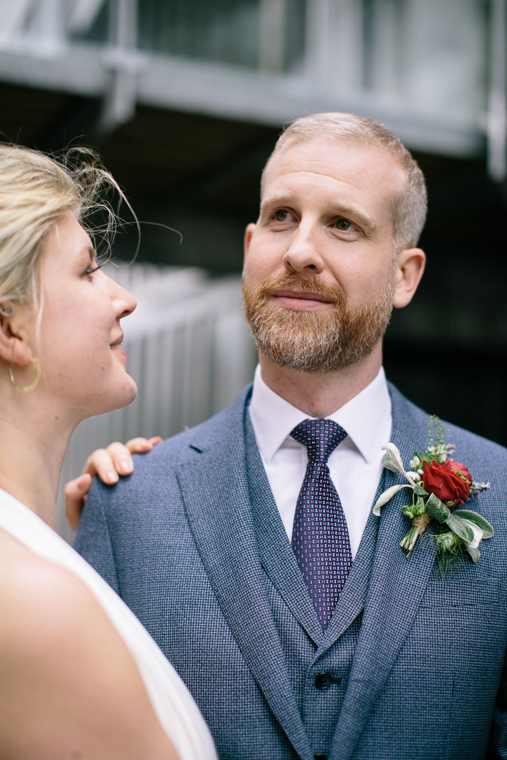 Groom Suit Navy Blue Purple Tie Bridal Jumpsuit Wedding Emily Jarrett Photography