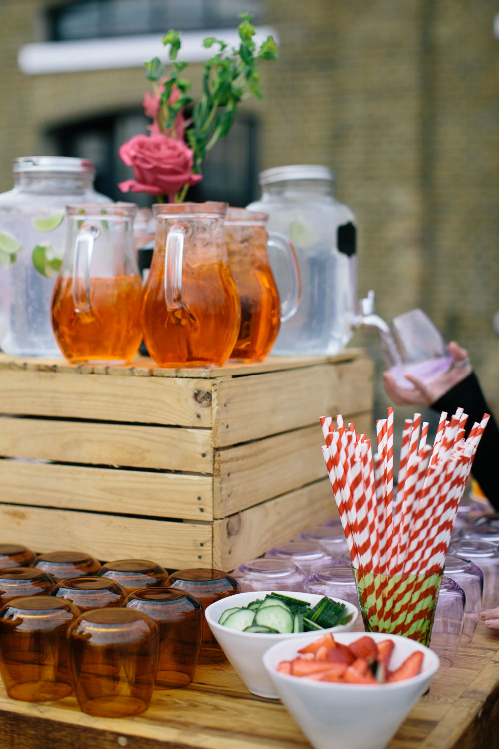 Drinks Dispenser Bridal Jumpsuit Wedding Emily Jarrett Photography