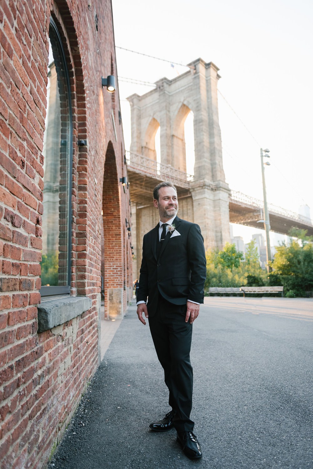 Groom Stui Black Tie Dahlia Buttonhole Brooklyn Elopement Everly Studios