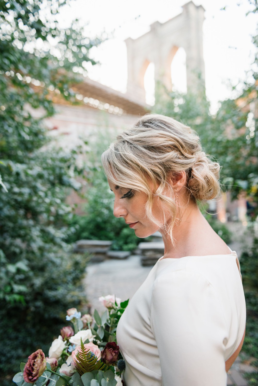 Bride Bridal Hair Style Up Do Chignon Brooklyn Elopement Everly Studios