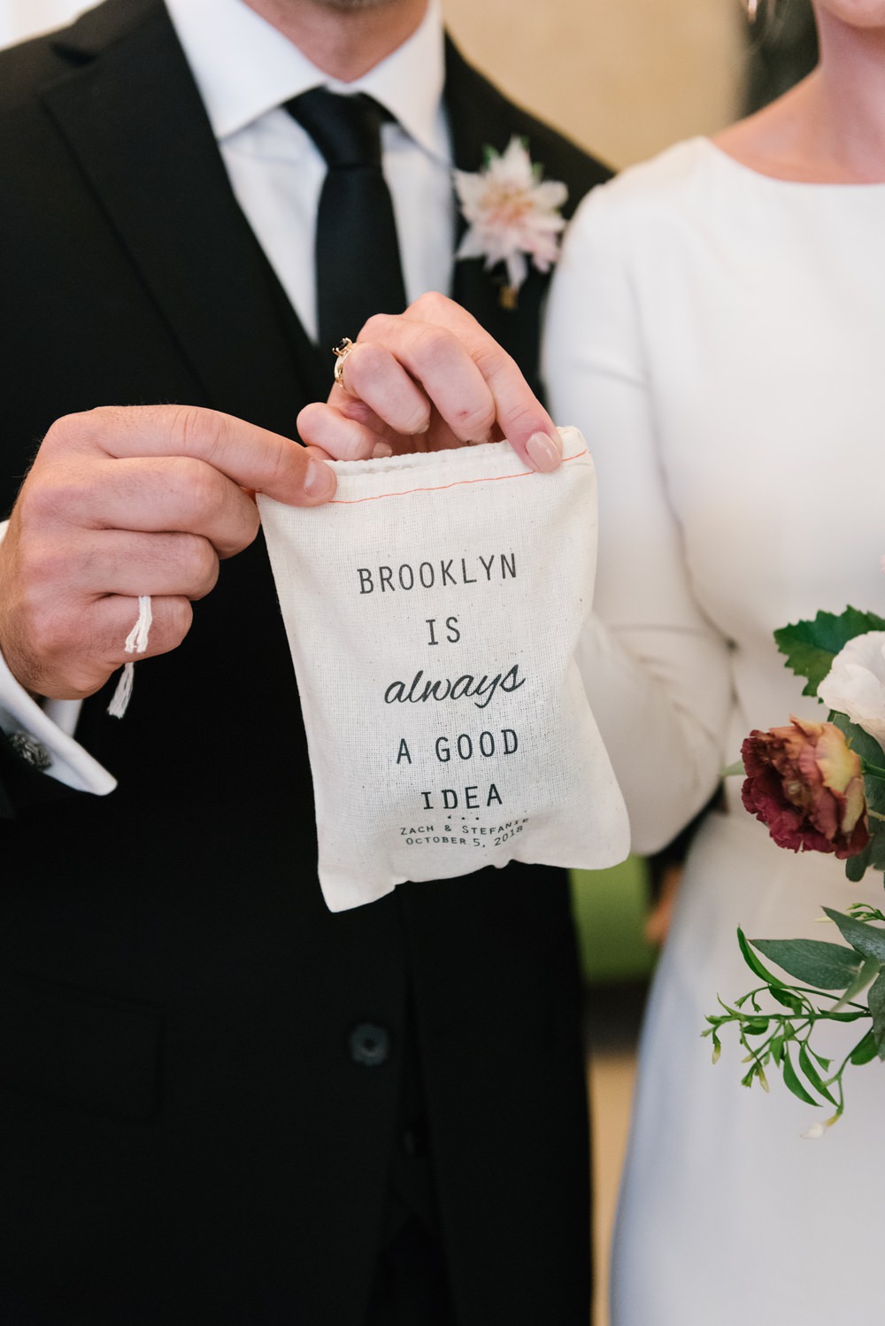 Fabric Bag Favour Favor Brooklyn Elopement Everly Studios