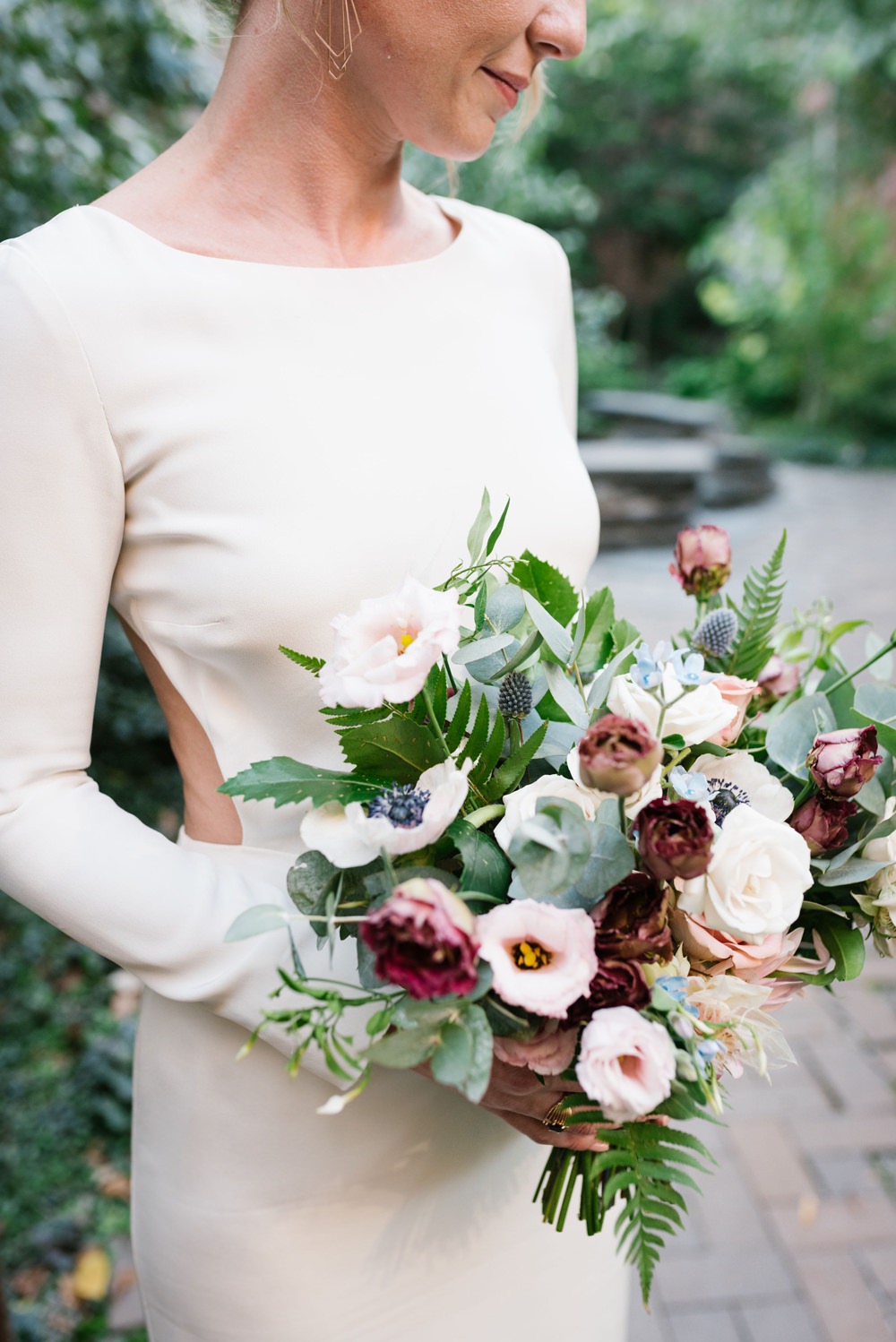 Bouquet Flowers Bride Bridal Rose Anemone Eucalyptus Greenery Foliage Brooklyn Elopement Everly Studios