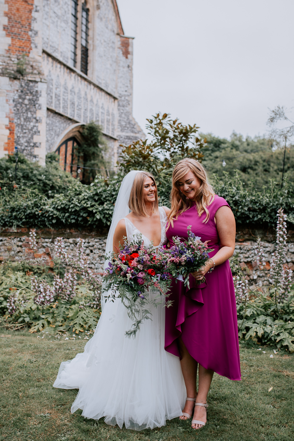 Bridesmaid Dress Bridesmaids Dresses Pink Butley Priory Wedding Sally Rawlins Photography