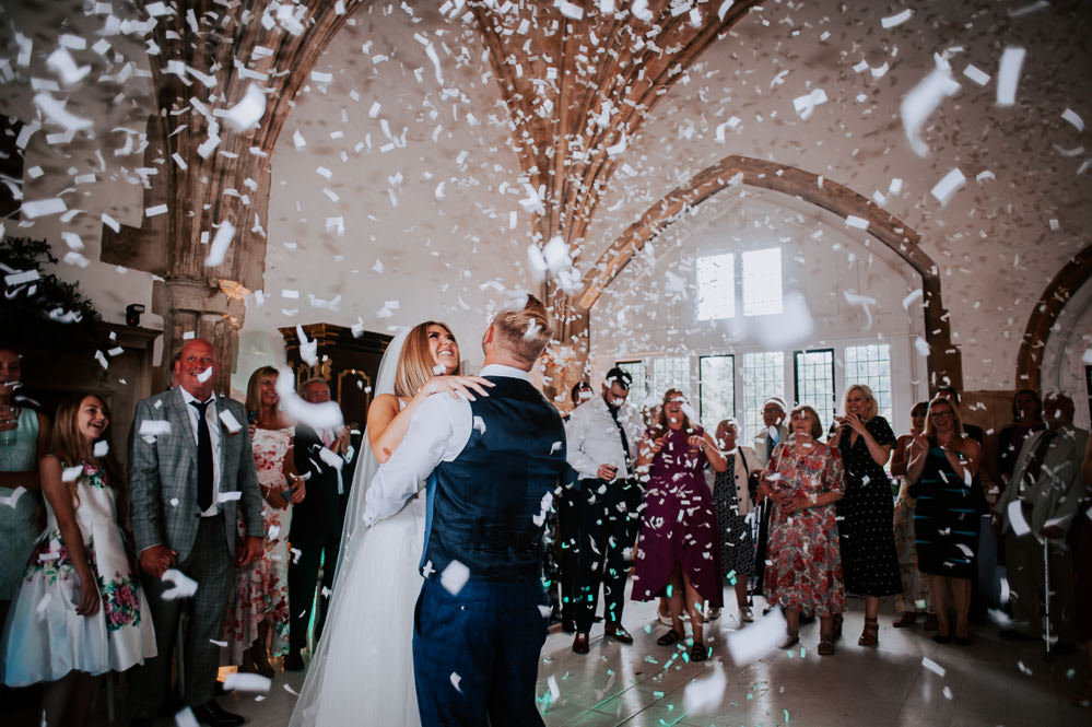 Confetti Cannon First Dance Butley Priory Wedding Sally Rawlins Photography