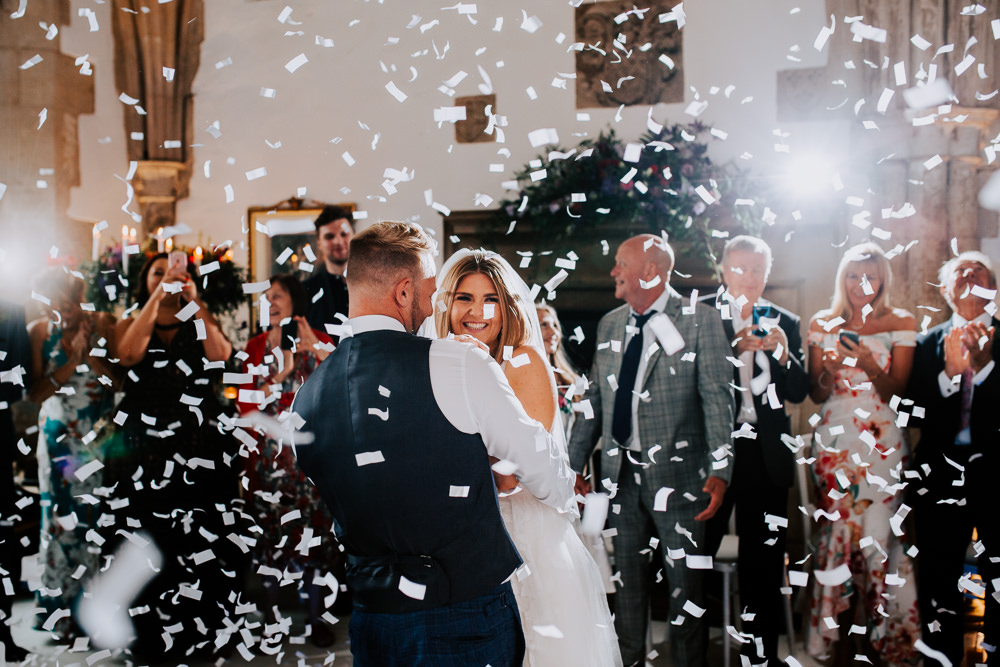 Confetti Cannon First Dance Butley Priory Wedding Sally Rawlins Photography