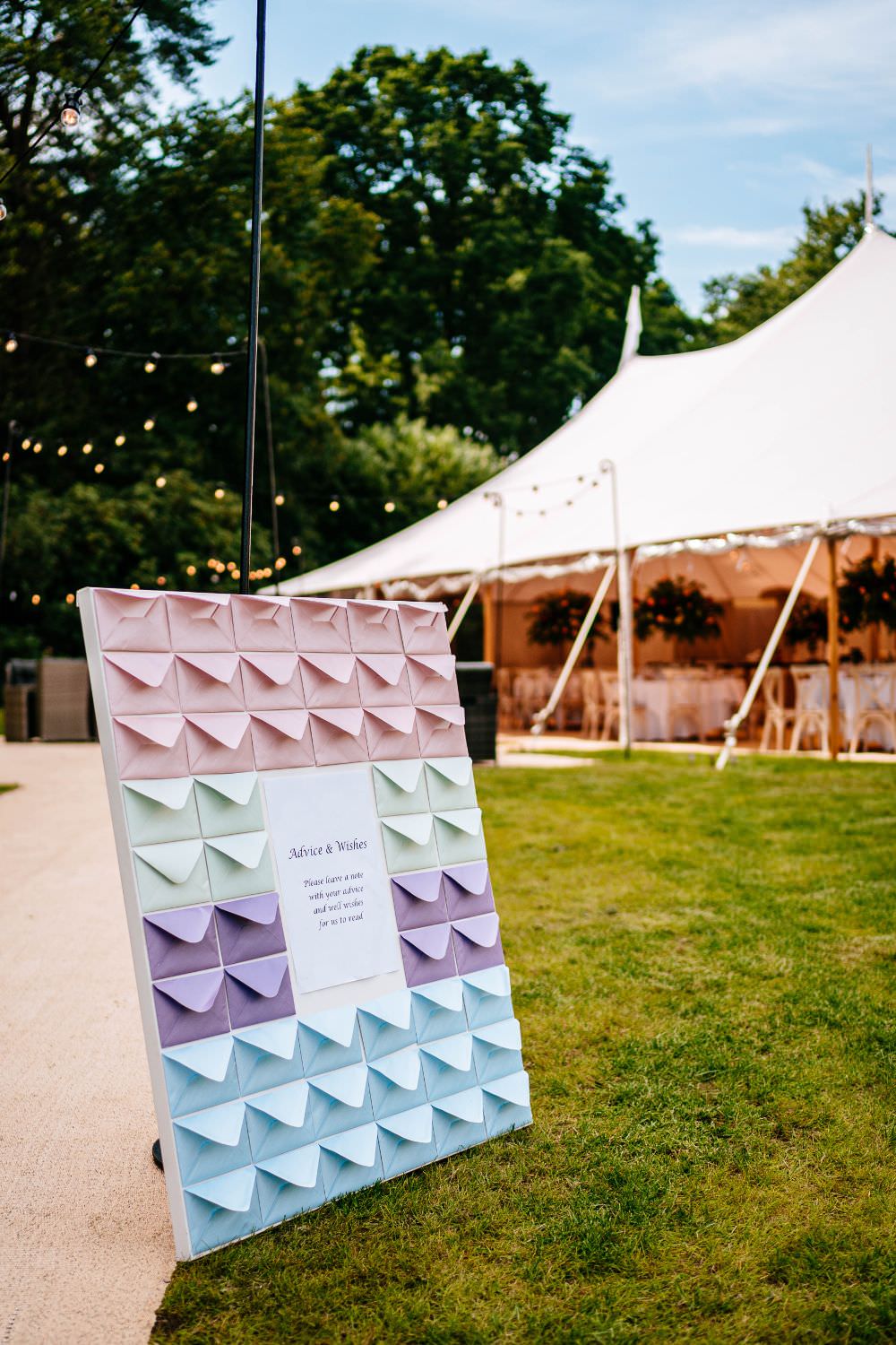 Guest Book Envelope Board Pole Tent Carousel Wedding Sarah Legge Photography