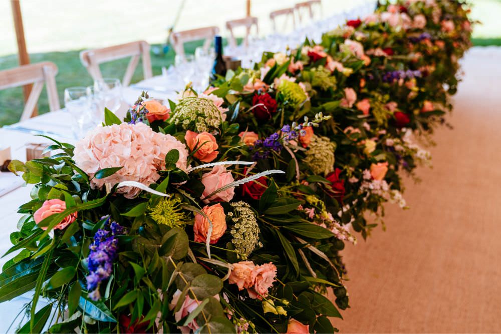 Greenery Floral Runner Top Table Carousel Wedding Sarah Legge Photography