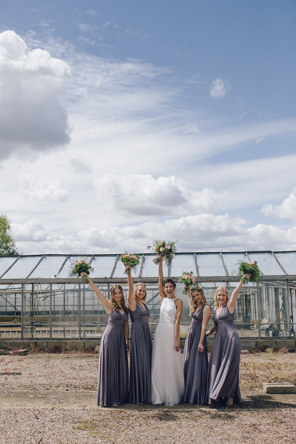 Bridesmaids Bridesmaid Dress Dresses Pewter Grey Maxi Bouquets Deer Park Hall Wedding Curious Rose Photography