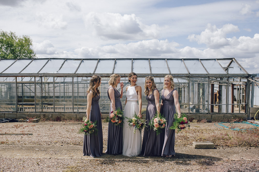 Bridesmaids Bridesmaid Dress Dresses Pewter Grey Maxi Bouquets Deer Park Hall Wedding Curious Rose Photography