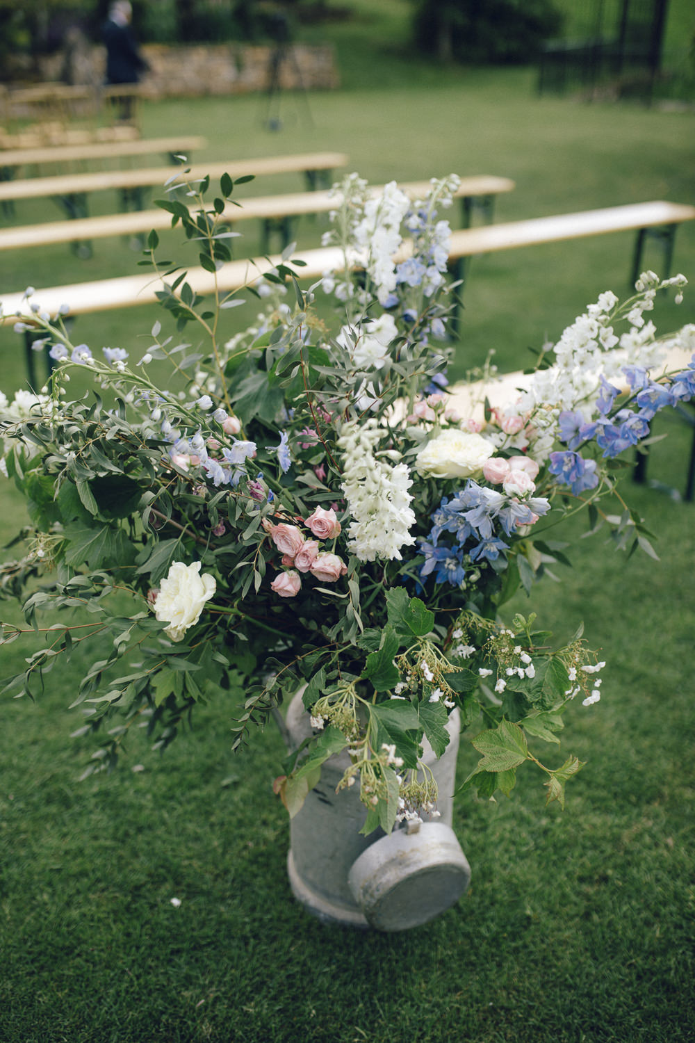 Milk Churn Flowers Wild Seasonal Blue Cream Deer Park Hall Wedding Curious Rose Photography