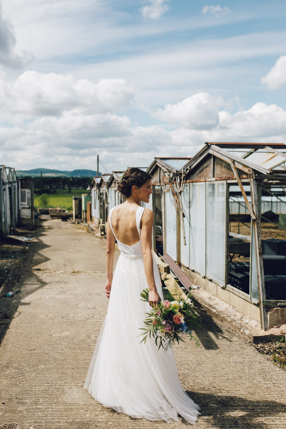 Bride Bridal Dress Gown Charlie Brear Top Skirt Open Back Deer Park Hall Wedding Curious Rose Photography
