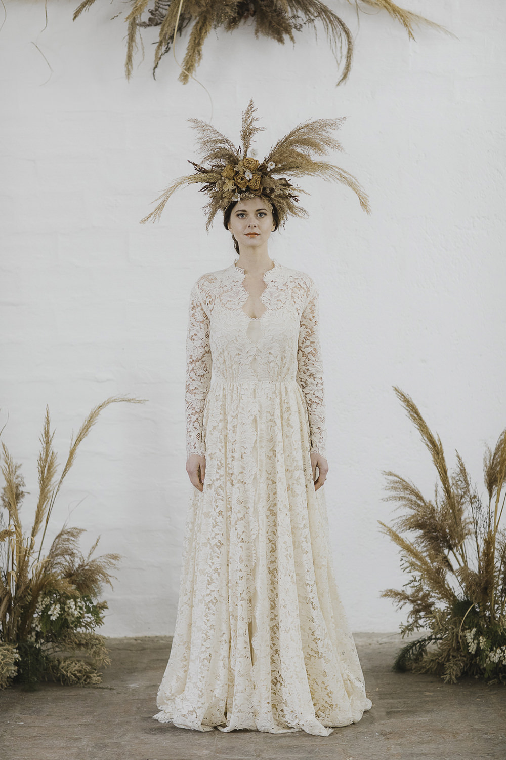Pampas Grass Flowers Flower Arrangement Ceremony Aisle Backdrop Cloud Suspended Ethereal Artistic Wedding Ideas Francesca Francesca