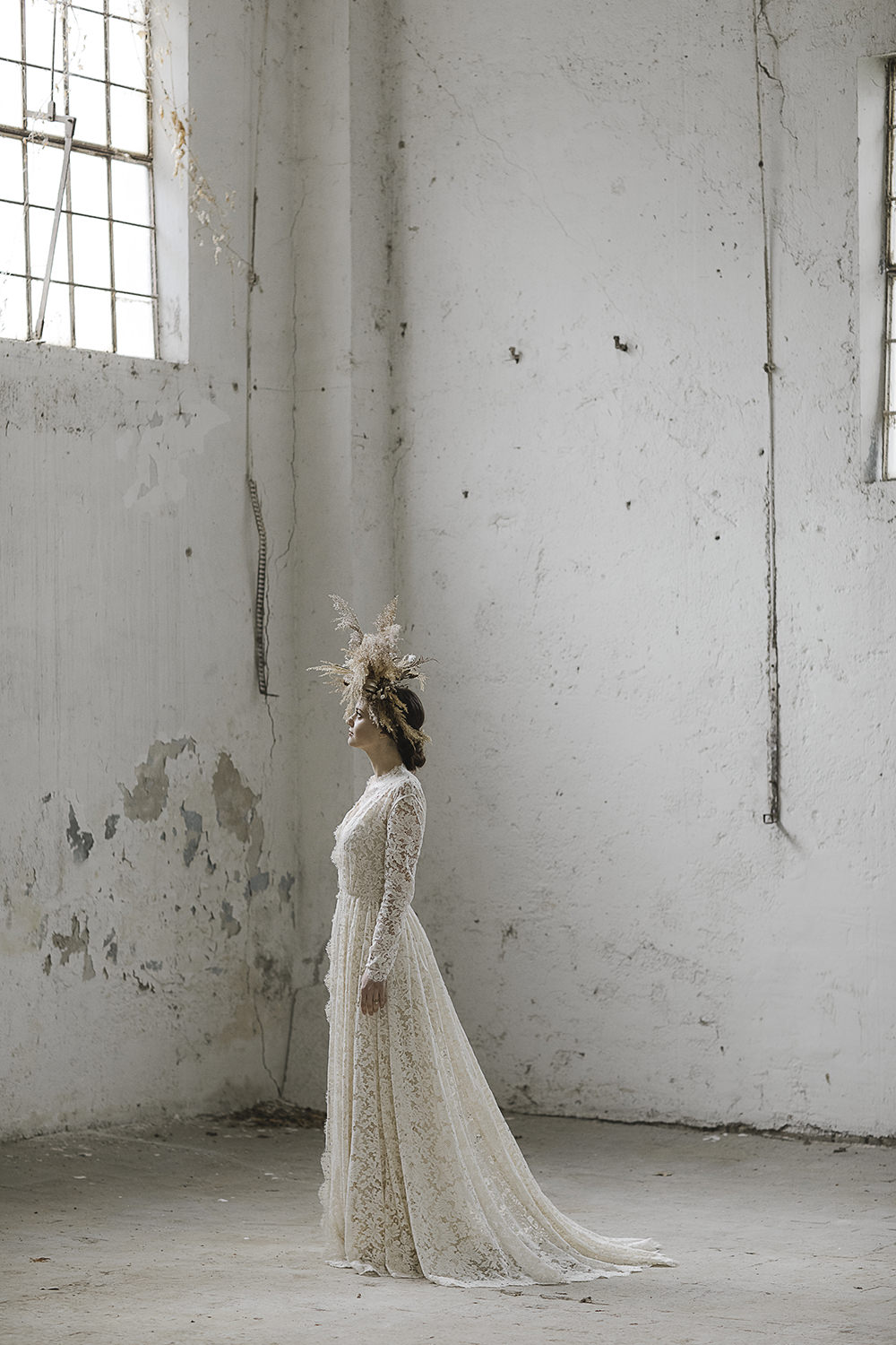 Lace Dress Gown Bride Bridal Long Sleeves Sara Concept Bride Ethereal Artistic Wedding Ideas Francesca Francesca