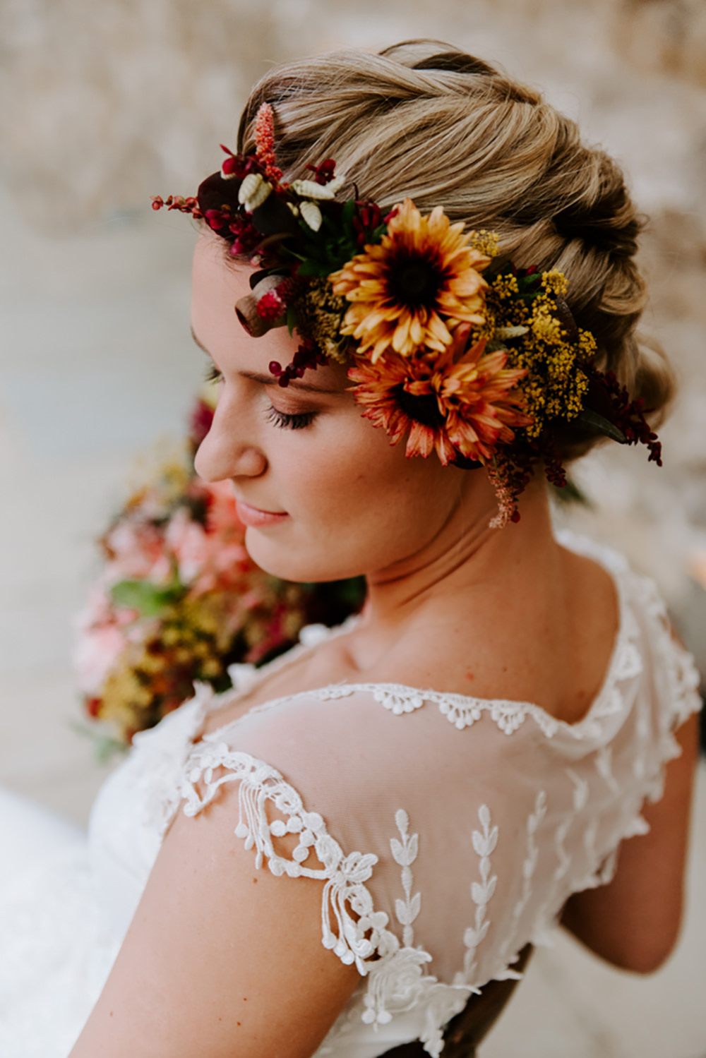 Bride Bridal Hair Flower Crown Halo Headdress Accessory Ethical Wedding Ideas Sadie Osborne Photography