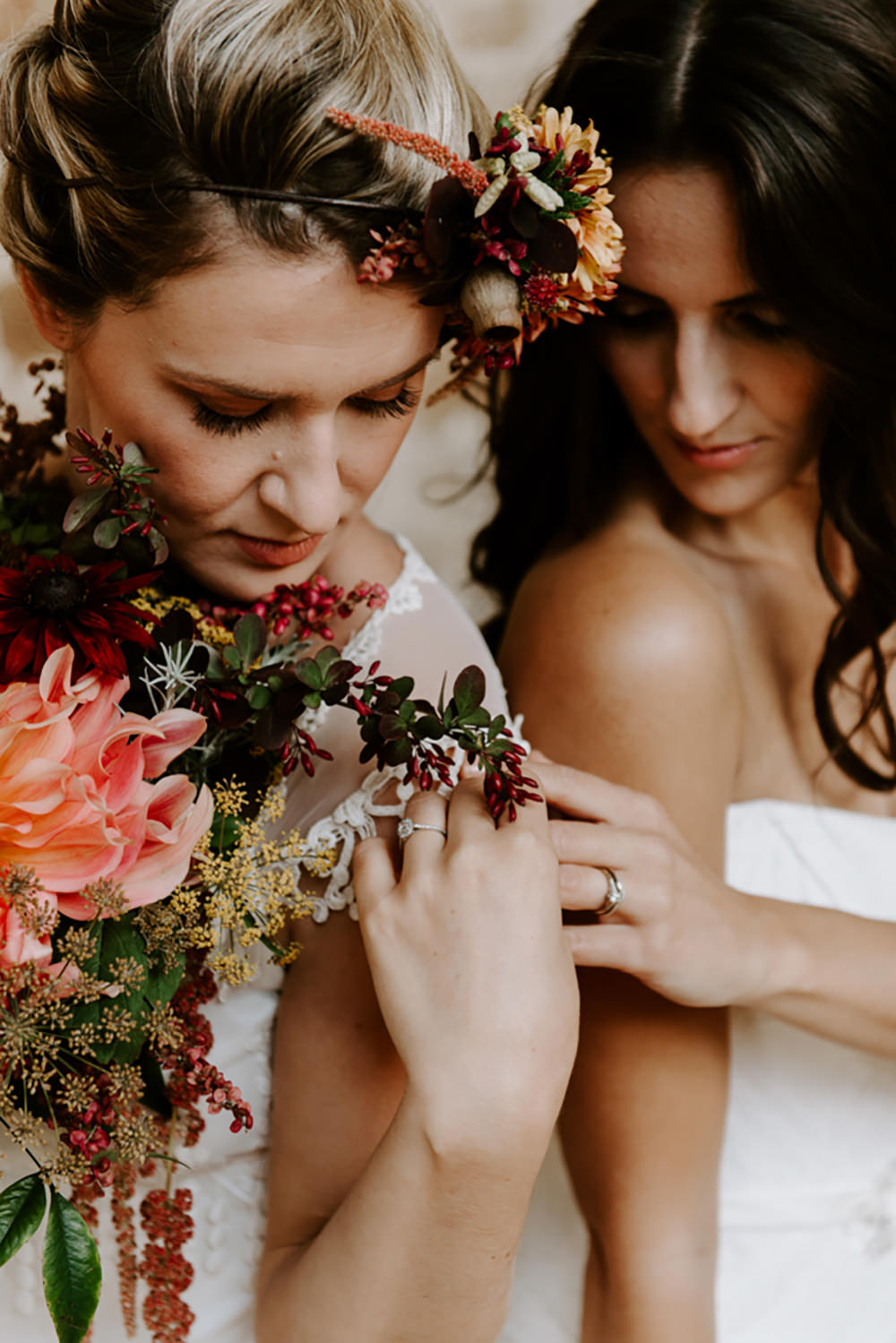 Bride Bridal Make Up Headdress Flower Crown Flowers Hairband Ethical Wedding Ideas Sadie Osborne Photography