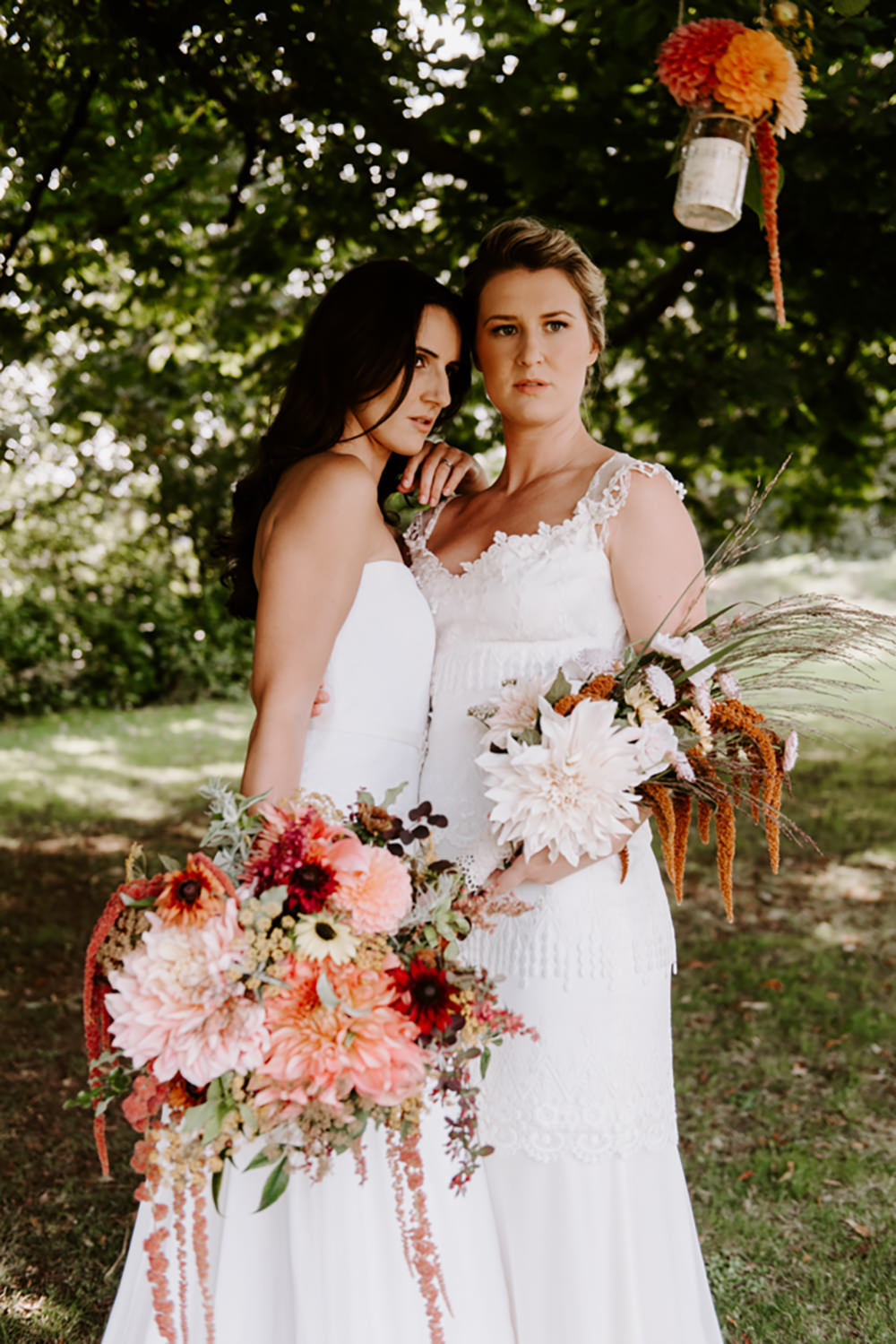 Bouquet Flowers Bride Bridal Autumn Fall Coral Daliah Amaranthus Ethical Wedding Ideas Sadie Osborne Photography
