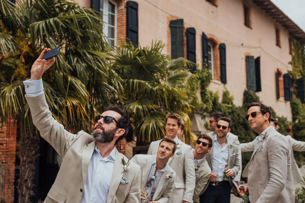 Groom Groomsmen Suit Cream Linen France Destination Wedding The Shannons Photography