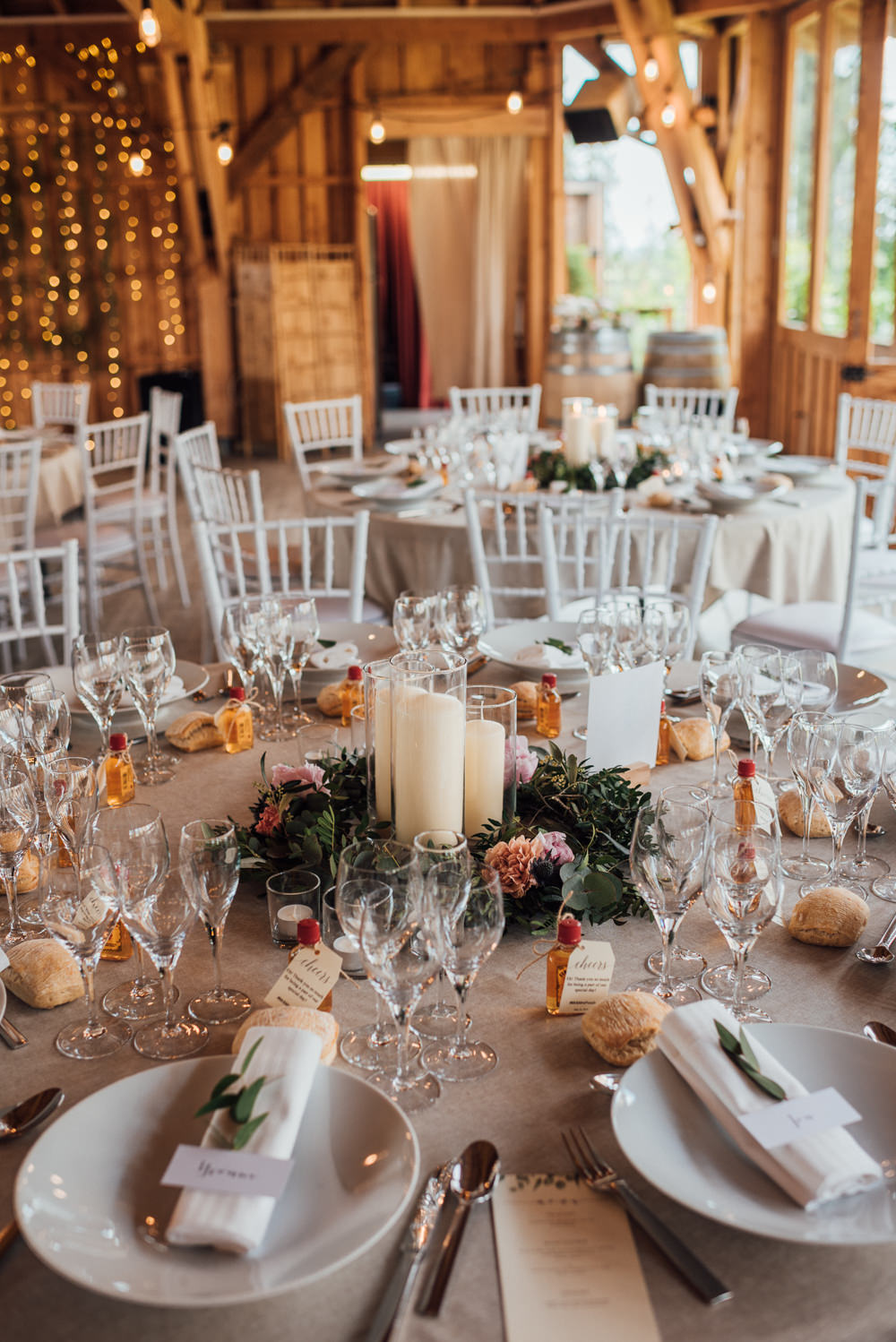 Table Centrepiece Decor Candles Wreath France Destination Wedding The Shannons Photography