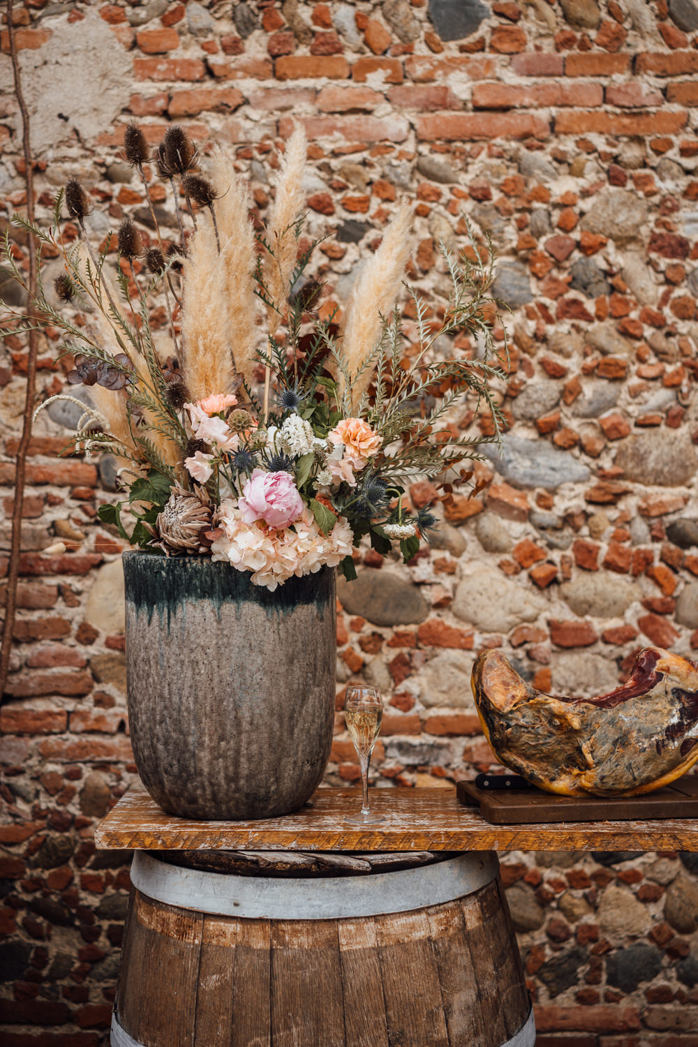 Flowers Pampas Grass Decor France Destination Wedding The Shannons Photography