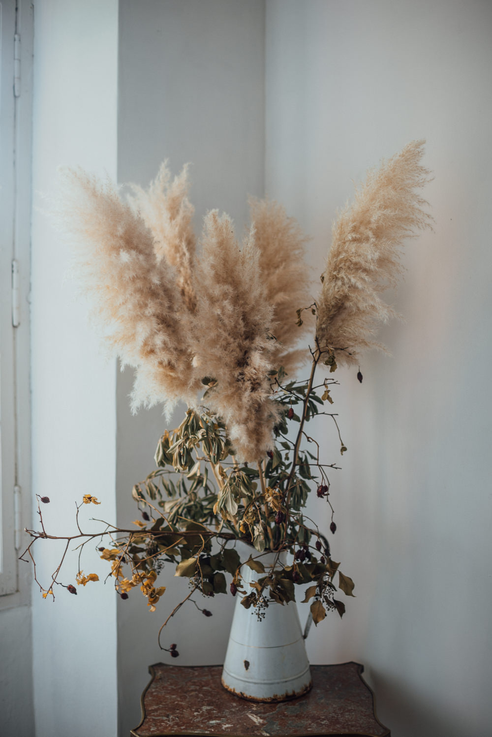 Flowers Vase Pampas Grass France Destination Wedding The Shannons Photography