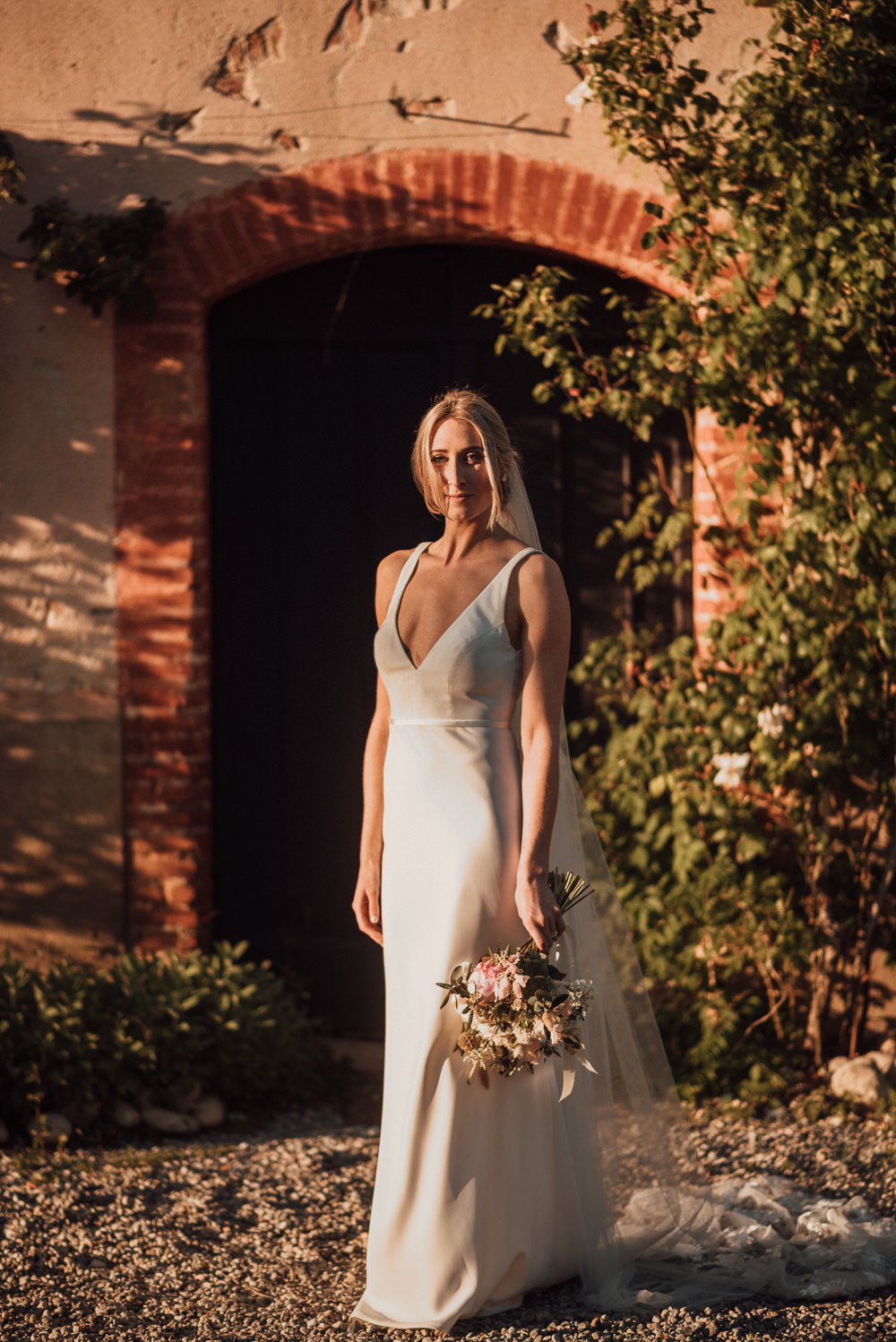 Bride Bridal Dress Gown Oui Sleek Simple Lace Veil France Destination Wedding The Shannons Photography