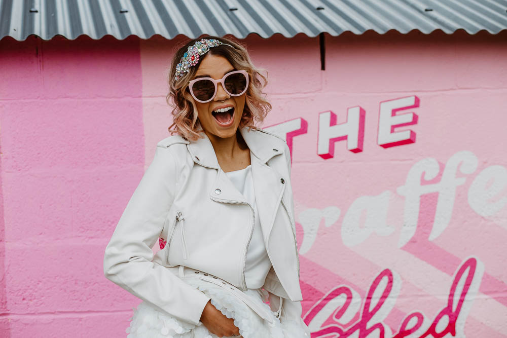 Bride Bridal Leather Jacket Giraffe Shed Wedding When Charlie Met Hannah