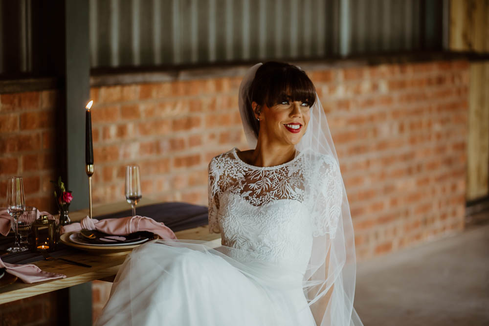 Bride Bridal Dress Gown Tulle Veil Giraffe Shed Wedding When Charlie Met Hannah