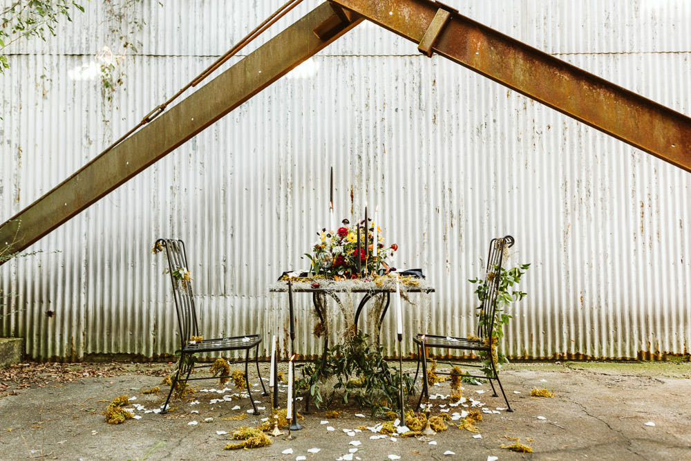 Sweetheart Table Tablescape Flowers Candles Halloween Wedding Ideas Megan Morales Photography