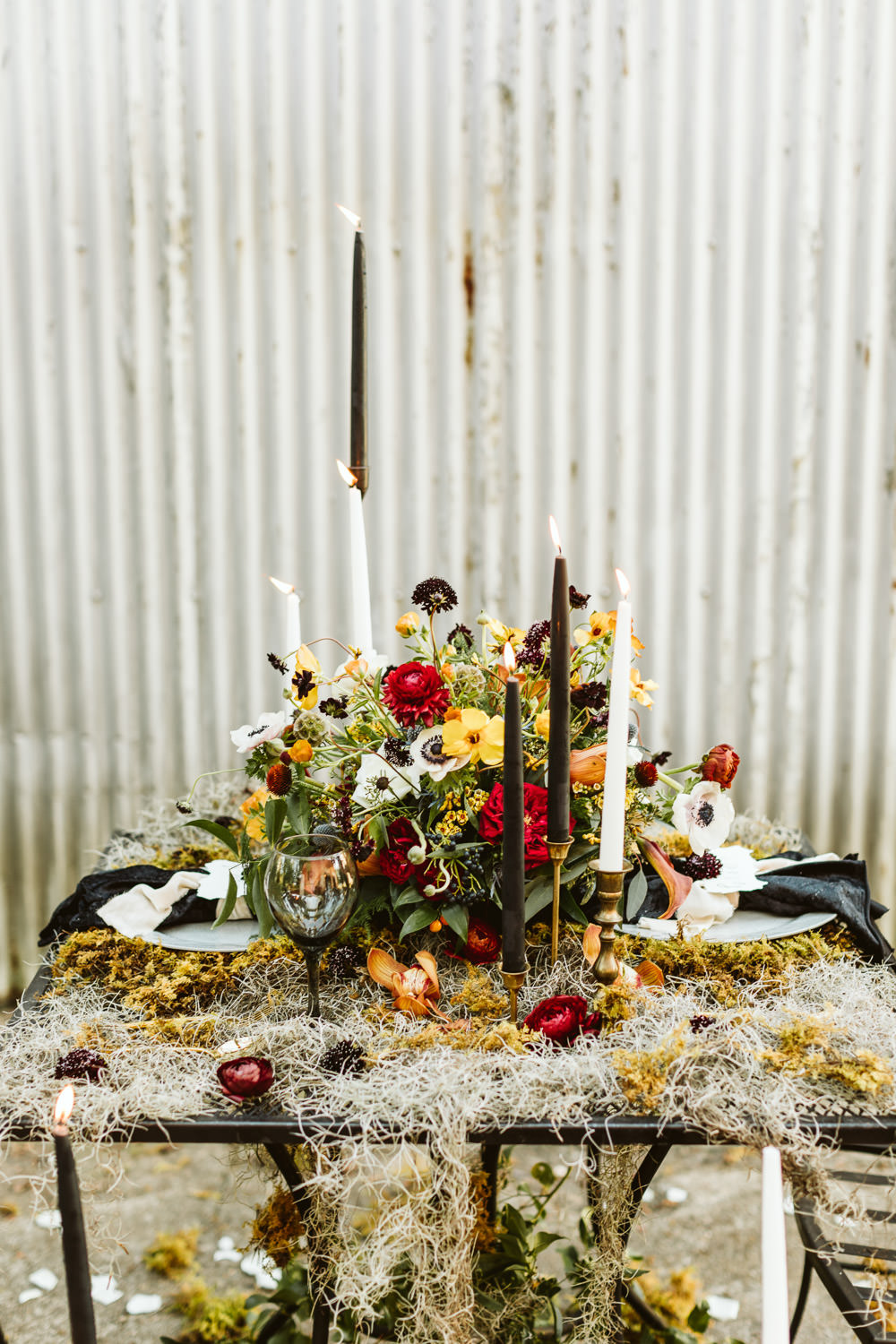 Sweetheart Table Tablescape Flowers Candles Halloween Wedding Ideas Megan Morales Photography