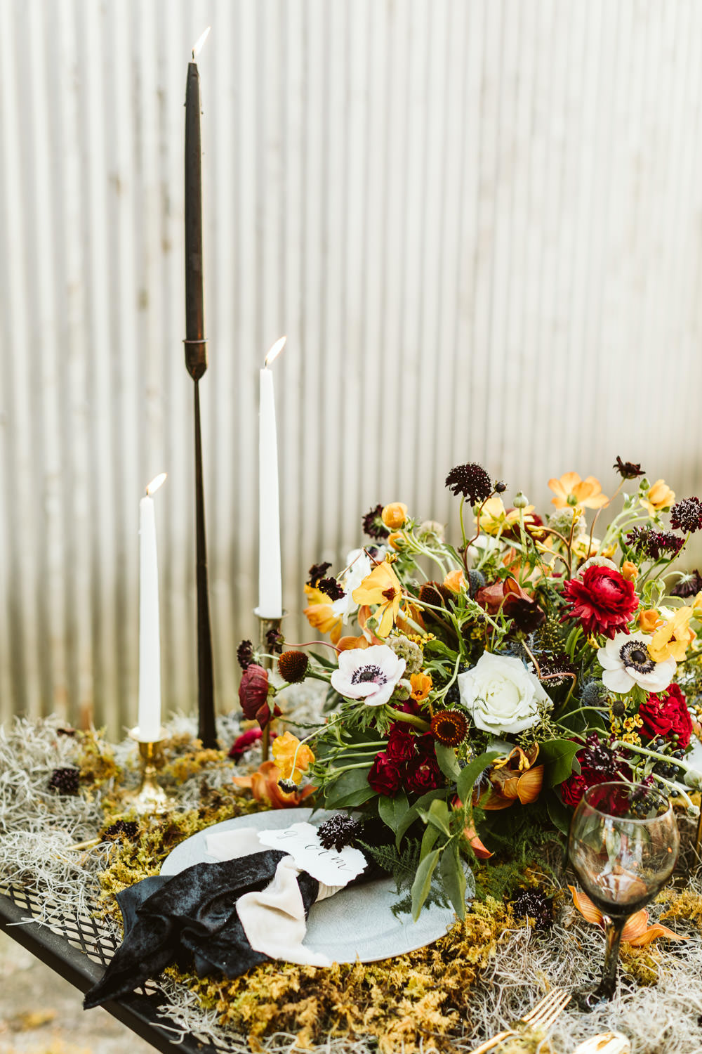 Sweetheart Table Tablescape Flowers Candles Halloween Wedding Ideas Megan Morales Photography